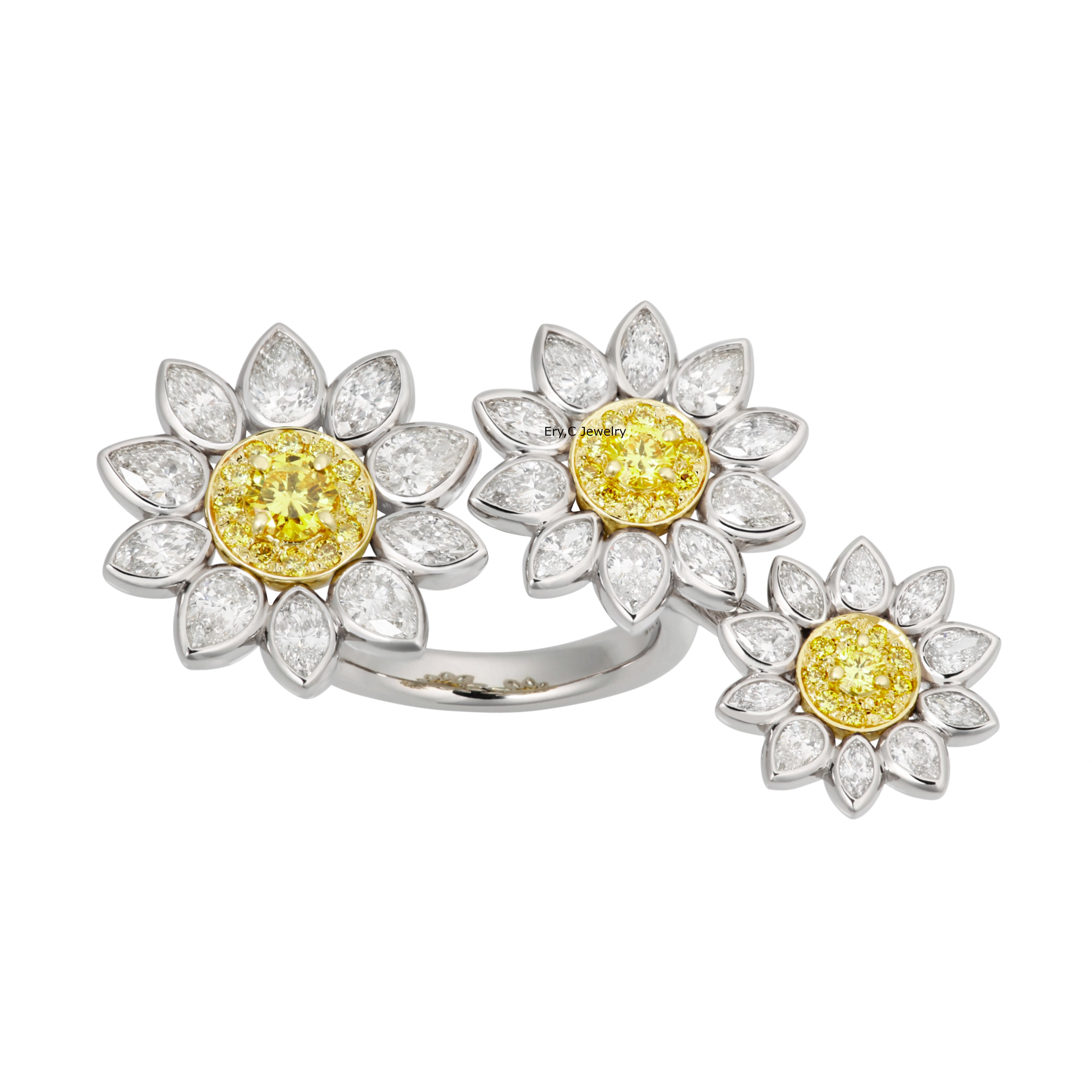 イリーシージュエリー 花車 ガーベラ 指輪 リング イエローダイヤモンドリング イエローダイヤモンド フラワージュエリー 記念日ジュエリー erycjewelry ファンシーイエローダイヤモンド 誕生日プレゼント カラーダイヤモンド ファンシー ビビット イエロー ご褒美ジュエリー エレ女 おでかけコーデ ハイジュエリー ジュエリーコーデ クリスマスプレゼント ヴァンクリ high jewelry lover rings gold yellow diamond fancy vivid yellow canary VVS VS between finger ring ビトウィーン フィンガー リング 宝石 財産 アート 投資 gerbera flower yellowdiamond highjewelry art 3ct 3カラット黄色 花 天然石 マーキスカット ダイヤモンド marquise cut shape ラウンドブリリアントカット round brilliant イエロー 黄色