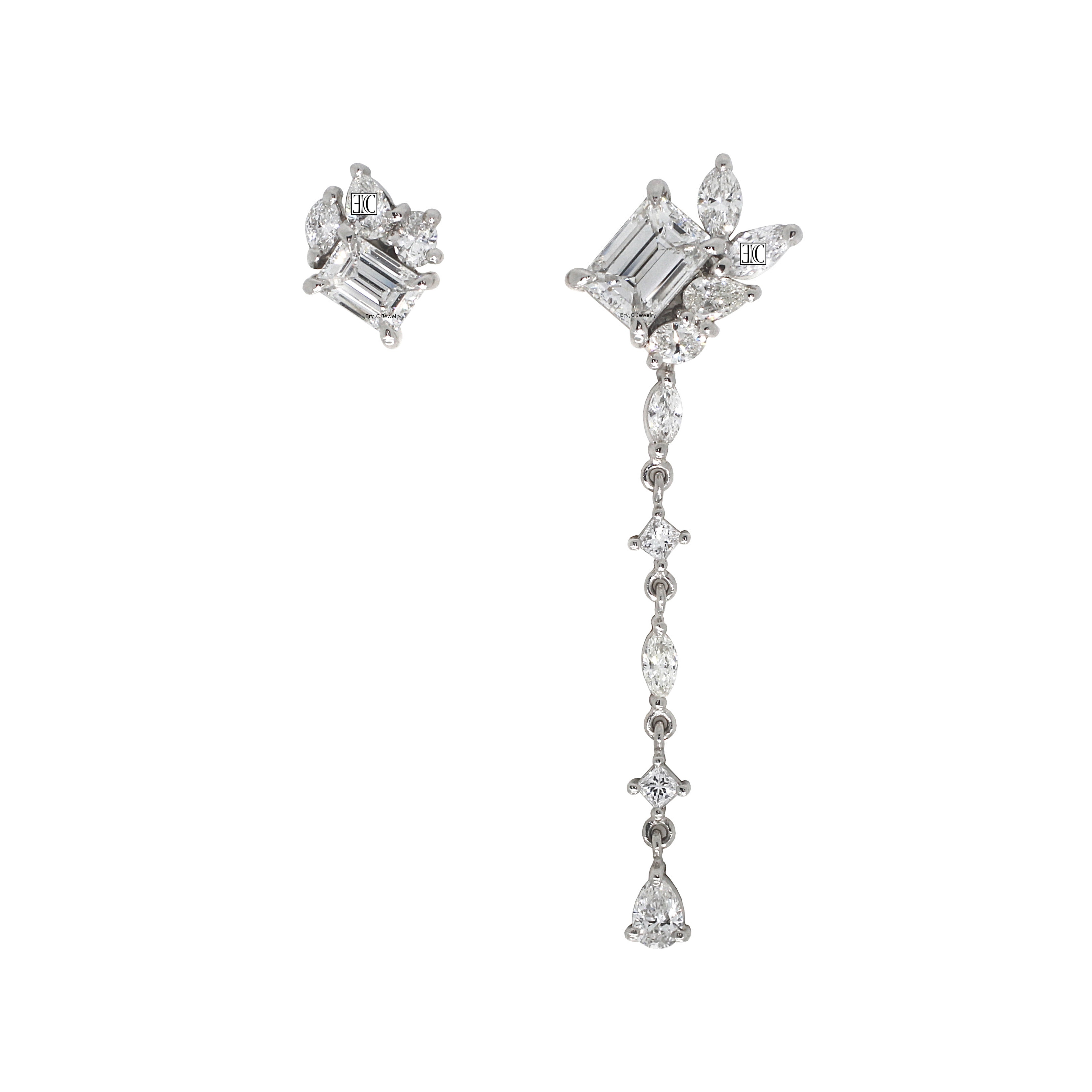 イリーシージュエリー Ery,C Jewelry erycjewelry eryc イリーシー ダイヤモンド  記念日ジュエリー ブランド ハイブランド  誕生日プレゼント エメラルド カット シェイプ オーバル スクエア ペア マーキス  プラチナ 金 18K 1ct 1カラット 2ct 2カラット ご褒美ジュエリー ハイジュエリー クリスマスプレゼント GIA 天然ダイヤモンド 指輪 リング 一点もの スタッド 2ウェイ ツーウェイ ピアスジャケット 取り外せる 着せ替え 出来る ピアス ファンシー high jewelry rings gold jewelry diamond 宝石 財産 アート 投資 アシンメトリー  アシメピアス art 3EX F+ VVS IF color clarity platinum emerald shape cut 2WAY earring jacket earrings asymmetrical fancy