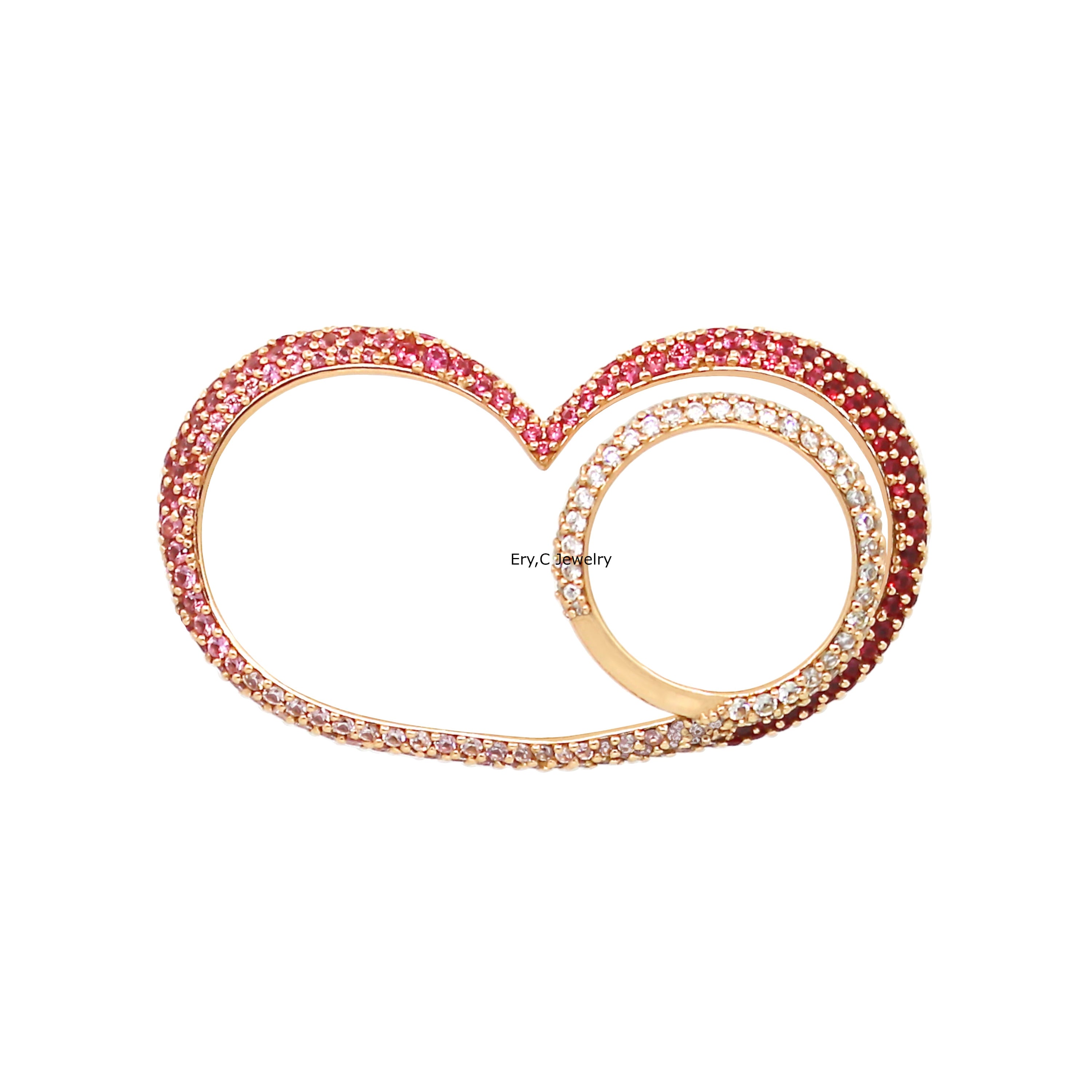 イリーシージュエリー Ery,C Jewelry erycjewelry eryc イリーシー イリーシージュエリー ハート シークレット ハートリング 指輪 リング ダイヤモンド  記念日ジュエリー ピンク サファイア ラウンド ブリリアントカット 誕生日プレゼント ラウンドシェイプ 金 18K ご褒美ジュエリー ハイジュエリー ジュエリーコーデ  クリスマスプレゼント 天然石 3カラット 3ct 一点もの high jewelry gold jewelry diamond 宝石 財産 アート 投資 art G H color VVS VS round brilliant cut 3EX H&C hearts and allows CanadaMark カラフル グラデーションカラー ２フィンガーリング ツーフィンガーリング two finger ring gradation heart pink sapphire secret