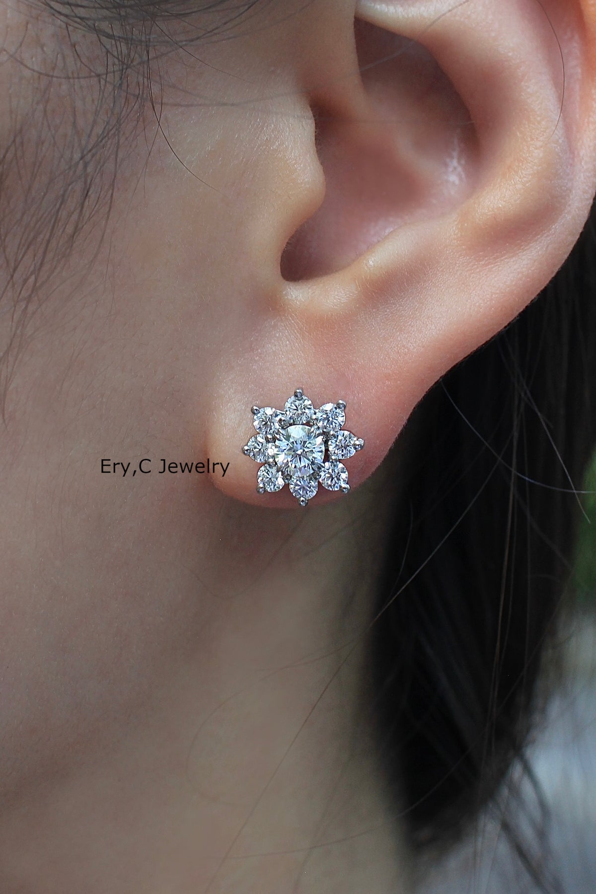 GIAダイヤモンド スタッドピアス & ダイヤモンド ヘイロー ピアス 